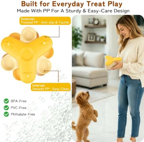 NORMON Dog Slow Feeder, 4-Layer Rotating Treat Puzzle with 3 Suction Cups