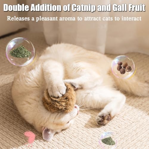 Rabbit Fur Ball Cat Toy, Soft Fluffy Cat Toy Ball, Furry Catnip Toy Ball, for Indoor Cats – Furry, Fun to Chase for Hunting Instinct Play & Interactive Bonding