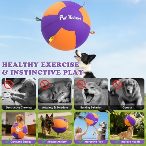 25" Herding Ball for Large Dogs, 2026 Upgraded Herding Ball with Heavy-Duty Cover & High-Output Pump Interactive Dog Toy for Australian Shepherds, Border Collies,Outdoor Training & Play