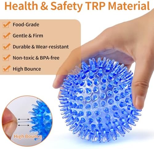 6 Pack Squeaky Spiky Dog Balls, Puppy Chew Toys for Teething, Medium