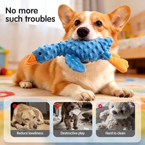 Indestructible Squeaky Dog Toy for Aggressive Chewers, Plush Teething Toy