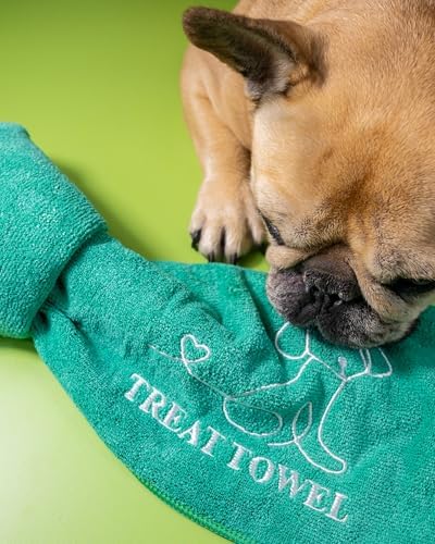 Treat Towel for Dogs – Snuffle Towel for Mental Stimulation & Enrichment, Interactive Lick Mat Alternative, Washable Microfiber, Boredom Buster Nose Work Toy for All Breeds – Green
