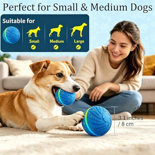Interactive Dog Ball Toy, 3 Play Modes Smart Moving Bouncing Dogs Ball