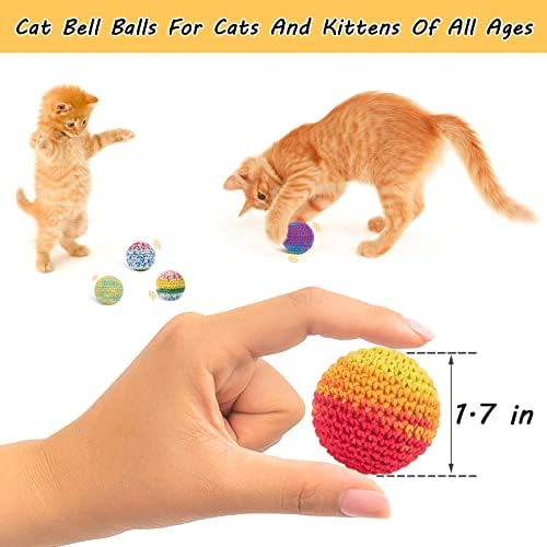 Retro Shaw Cat Toys Balls, Yarn Cat Ball with Bell Inside, Interactive Kitten Toys for Indoor Bored Cats, Handmade Crochet Kitty Ball 12 Pack