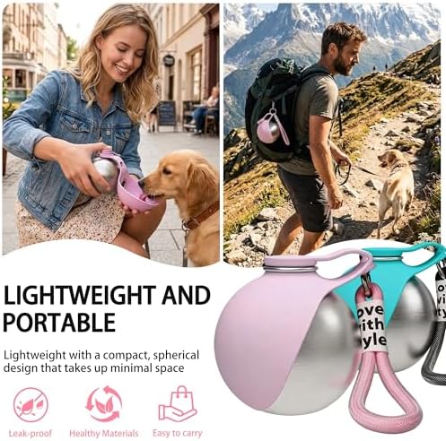 Portable Pet Water Bottle & Collapsible Dog Bowls Spill Proof Water Dispenser Cat Food Container & Dog Treat Holder, Small Size Pet Supplies Travel Accessories for Puppy