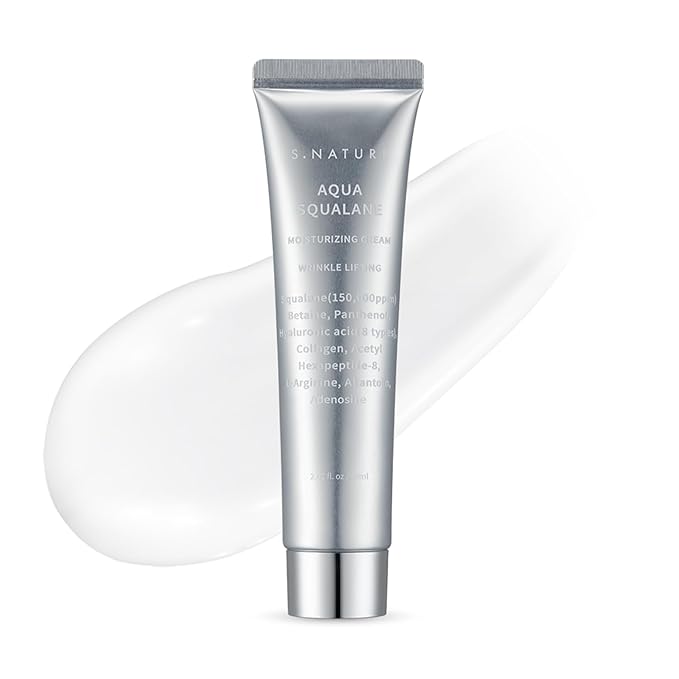 S. Nature AQUA SQUALANE MOISTURIZING CREAM | Face Moisturizer for Dry and Sensitive Skin, Vegetable Squalane 150,00ppm, Long-lasting Hydration, Pore Care Cream, Korean Skin Care (2.02 Fl Oz, 60ml)