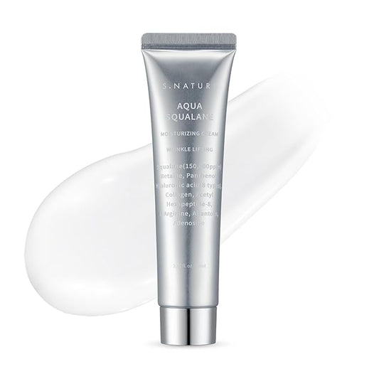 S. Nature AQUA SQUALANE MOISTURIZING CREAM | Face Moisturizer for Dry and Sensitive Skin, Vegetable Squalane 150,00ppm, Long-lasting Hydration, Pore Care Cream, Korean Skin Care (2.02 Fl Oz, 60ml)