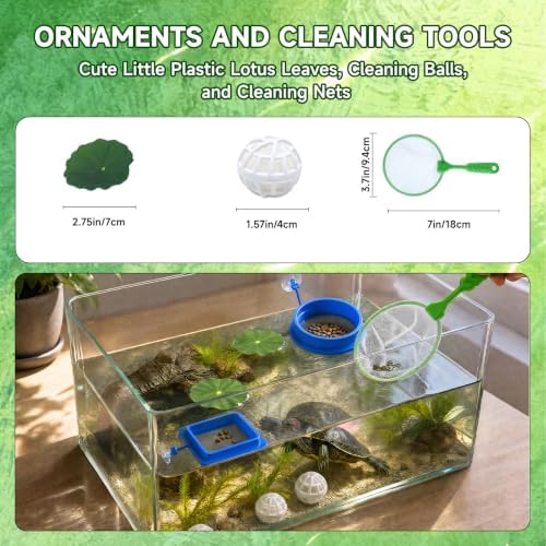 18PCS Aquatic Turtle Tank Accessories Kit, Turtle Feeder Balls&Toys