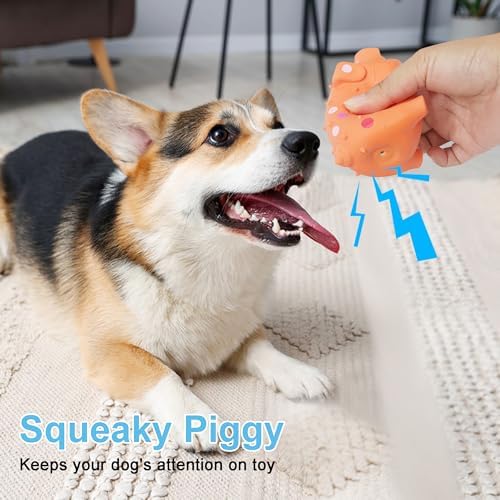 6 Pack Squeaky Pig Dog Toys, Rubber Pig Dog Toys for Puppy, Small, Medium Dogs, 4 Inch Durable Interactive Latex Squeaky Chew Toys