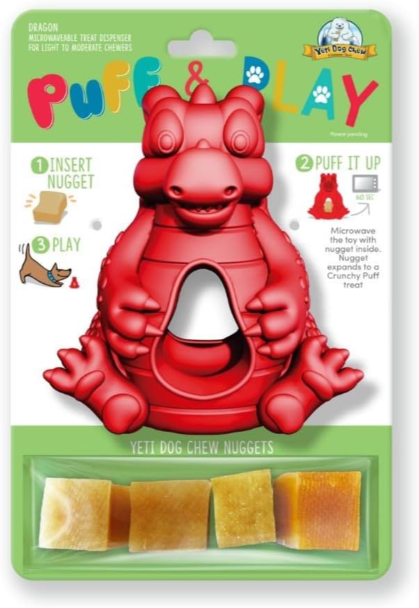 Yeti Puff & Play Interactive Dog Toy, Nugget Treat Dispenser, Red Dragon