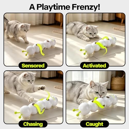 Interactive Caterpillar Cat Toy, Whack-a-Mole Feather Teaser Cat Toy