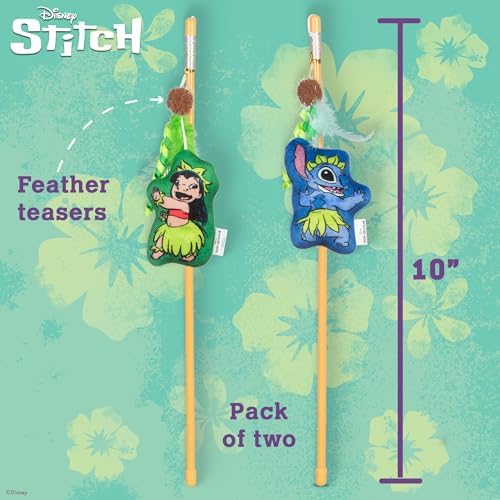 Disney for Pets Lilo and Stitch Feather Wand Teaser Cat Toy, 12 Inch, 2 Pk