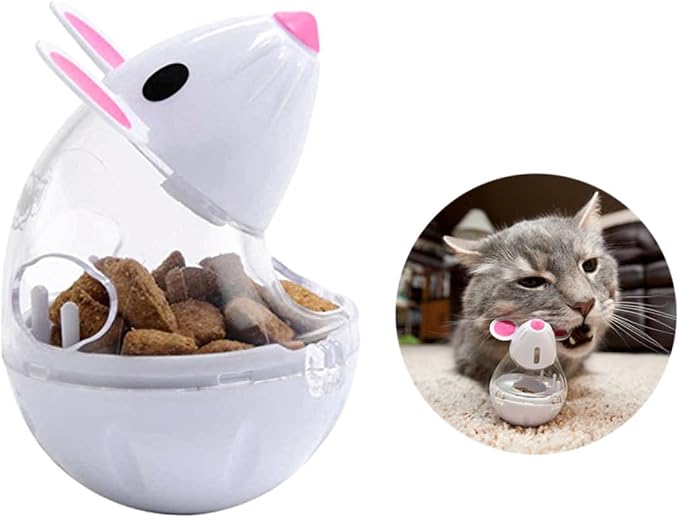 Happyyami 4pcs Automatic Cat Feeder Toy Mouse Shape Interactive Snack Dispenser for Cats Engaging Pet Feeder Leakage Design Fun Rolling Tumbler for Indoor Play