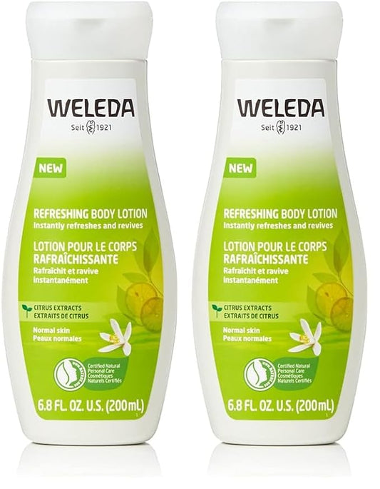 Weleda Refreshing Citrus Body Lotion, 6.8 Fluid Ounce, Plant Rich Moisturizer with Aloe Vera and Coconut Oil (Pack of 2)