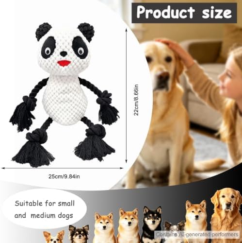 Plush Squeaky Chew Toy for Small Medium Large Dog,(White Panda)