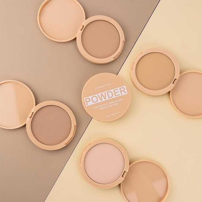 Pressed Matte Face Powder Makeup & Setting Powder for Poreless Wrinkle Blurring Contour Concealer Finishing,Lightweight,High Coverage,Shine Control, Dark Brown-Matte