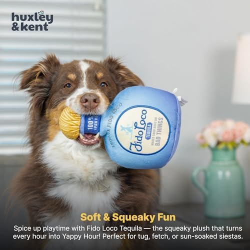 Huxley & Kent Power Plush Squeaky Dog Toy, Fido Loco Tequila, Small