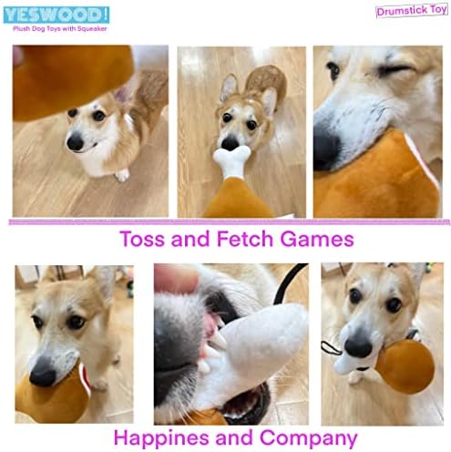 YESWOOD! Turkey Leg Dog Toy,3-Pack Stuffed Squeaky Chicken Leg Drumstick