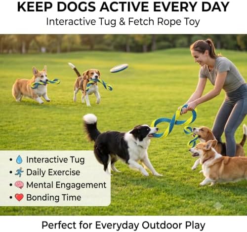 Dog Tug Toy, Interactive Rope Toy for Fetch & Tug, Figure 8 Design，Medium