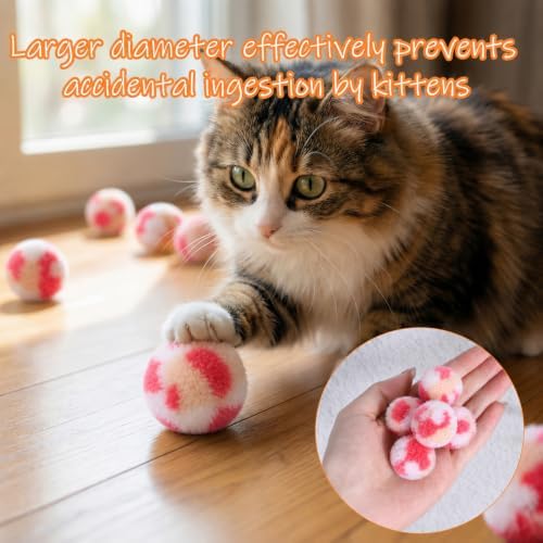 30Pcs Cat Pom Poms, 1.2inch Small Cat Pom Balls