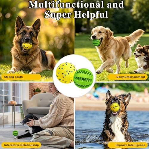 Idepet Dog Toy Ball Tennis Balls for Aggressive Chewers,Nontoxic Bite Resistant Toys ETPU High-Bounce Floating Fetch Toys for Teething for Small Medium Dogs (Green&Yellow, 4 Balls-2.75in)