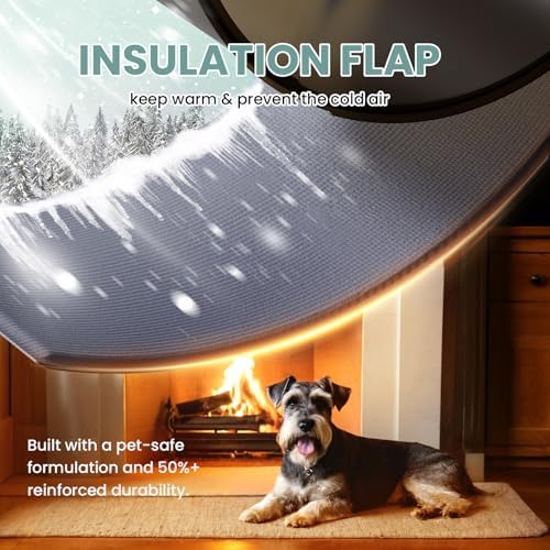 3-Flap Plastic Dog Door for Wall, Pets Up to 45 lbs (Medium) | Telescoping Tunnel, Eco-Friendly, Durable Plastic Frame, Insulated Flap, Magnetic Design, Energy-Efficient, Closing Panel