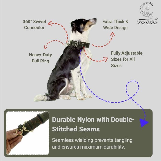 Tactical Heavy Duty Nylon Dog Collar for Large & Medium Dogs - Includes AirTag Compatible Case - Double-Lock Buckle & Reinforced D-Ring (Black, Small: Width = 1.2"; Neck = 11" - 15")