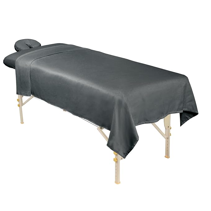 ForPro Professional Collection Premium Microfiber 3-Piece Massage Sheet Set, Cool Grey, Ultra-Light, Stain, and Wrinkle-Resistant, Includes Flat, Fitted Sheet and Massage Face Rest Cover