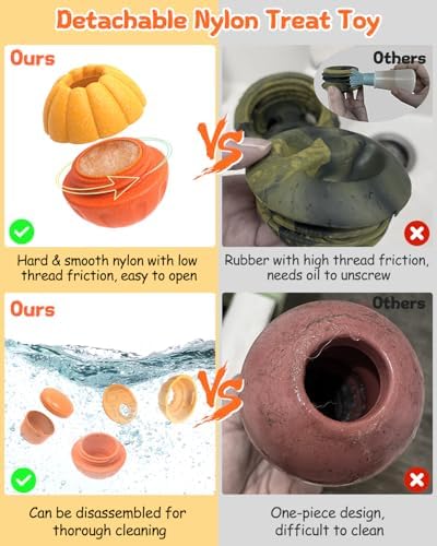 Treat Dispensing Dog Toys for Aggressive Chewers, Interactive Frozen Enrichment Puzzle Ball to Keep Dogs Busy, Indestructible Nylon Chew Toy for Medium Large Breed