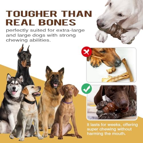 Dog Chew Toys for Aggressive Chewers, Indestructible Tough Squeaky Interactive Dog Toy, Dog Grinding Teeth Mentally Stimulating Chew Toy for Medium/Large Dogs