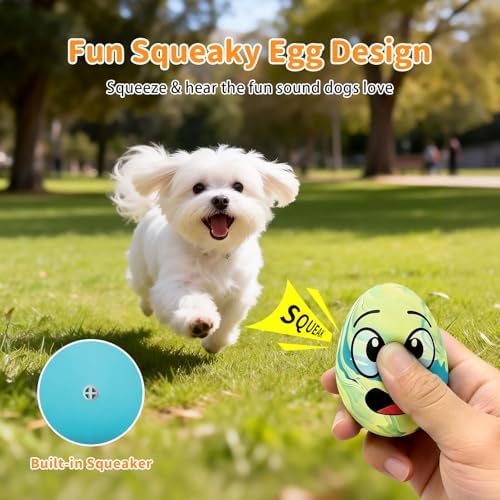 Squeaky Dog Toys for Puppy Small Dogs, 3 Pack Soft Latex Rubber Dog Chew Toys with Squeaker, Smile Face Dog Squeaky Balls for Interactive Play & Training