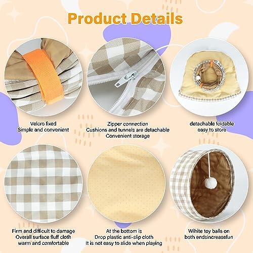 BWOGUE Bunny Tunnel Bed, 2-in-1 Collapsible Rabbit Tunnel Hideout with Mat