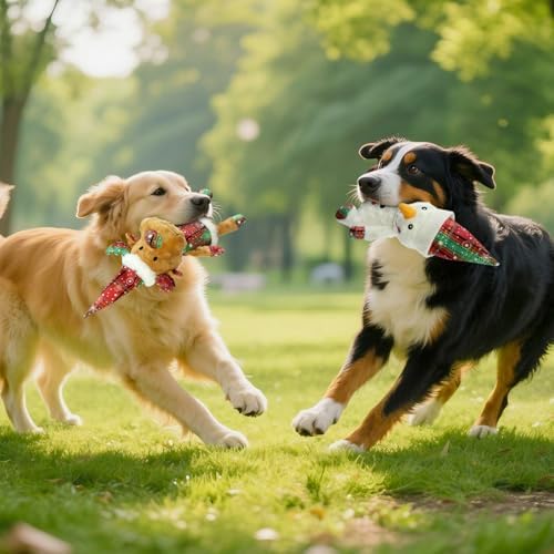 Christmas Dog Toys Squeaky 2-Pack Interactive Puppy Teething