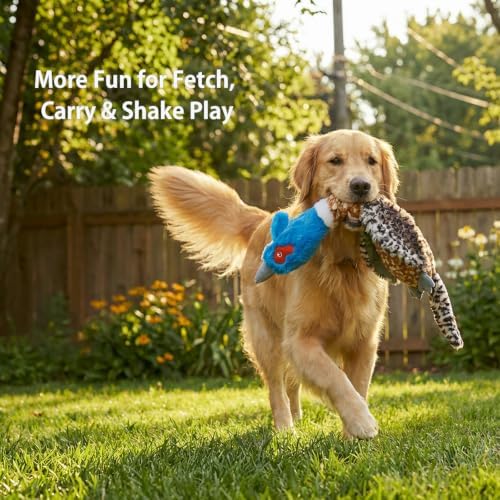 24” Jumbo Quilted Duck Dog Toy – Durable Tie-Dye Plush Bird with Double Squeakers & Crinkle Sound, No Stuffing Interactive Toy for Medium & Large Dogs