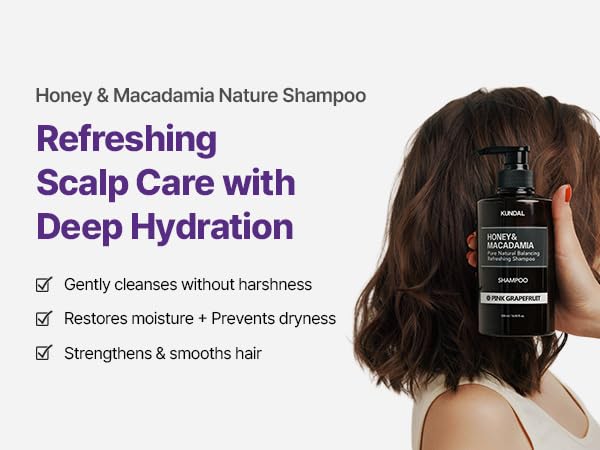 KUNDAL Honey & Macadamia Natural Shampoo Korean Hair Care Shampoo Damage Repair Strengthen, Nourish, with Argan Oil, Free Paraben & Sulfate 16.9 fl oz (Cherry Blossom), Valentines Day Gifts