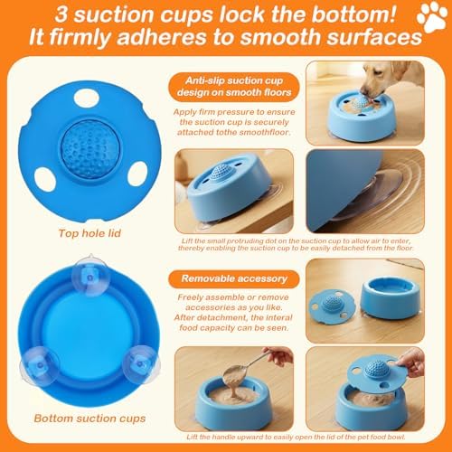 Dog Lick Bowl with Rolling Ball for Liquid with Rolling Ball Interactive Lick Bowl, Anti-Slip Interactive Lick Toy for Wet Food Water & Bone Broth Slow Eating Toy, odorless