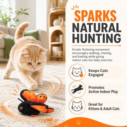 Smart Sensing Flapping Butterfly Toy Interactive Cat Teaser Toy，1pc C
