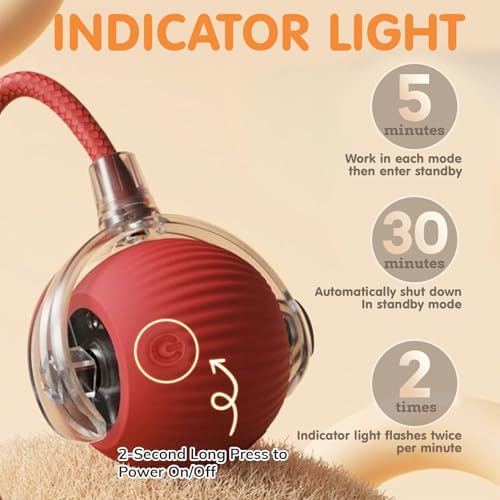 Rocfish Durable Interactive Cat Toys for Indoor Cats (red, 01)