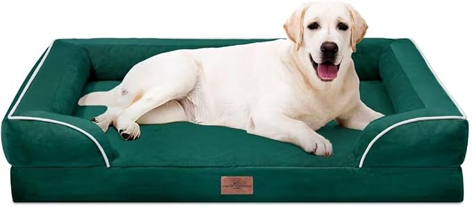 Comfort Expression Waterproof Orthopedic Dog Beds for Extra Large Dog | Supportive Egg Crate Foam XL Dog Bed with Removable Bolster, Dog Couch with Washable Cover & Non-Slip Bottom, 45x35 Inch