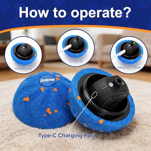 Ombrael Smart Interactive Dog Toys-Ball, Automatic Moving Bouncing Spinning, Washable Chew-Resistant to Keep Them Busy, for Medium Large Bored Dogs Indoor Outdoor Play