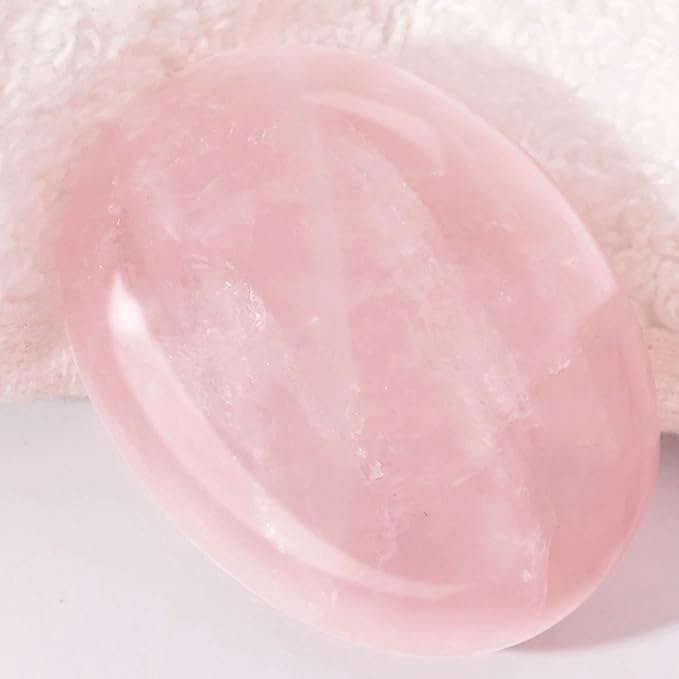 Large Natural Rose Quartz Gemstone Polished Palm Stone Healing Crystals Thick Natural Reiki Worry Stone Energy Balancing Anxiety Stress Relief Meditation 1 Pc