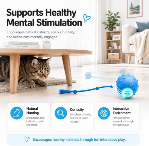 AWISH Cat Enrichment Toy, Interactive Rolling Ball for Indoor Cats