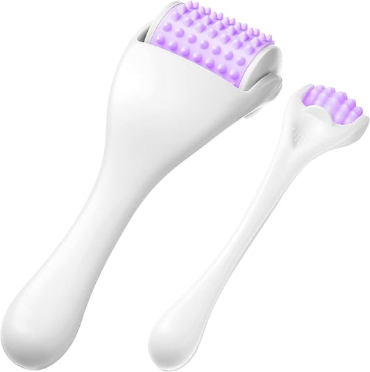 Tondiamo 2 Pcs Muscle Roller Gift Fascia Stick Cellulite Face Muscle Body Massage Roller Massage Tool for Relief Neck Arm Back Leg Body Deep Release(Purple,Silicone)