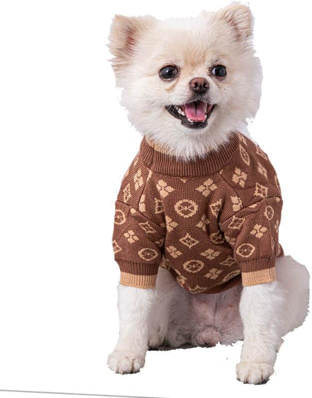 Dog Sweater for Small Dogs, Designer Dog Clothes, Luxury Chewy Pawtton Knit | Designer dog clothes for small dogs with soft knit comfort, luxury styling and easy pullover fit for Yorkies in cold weather.