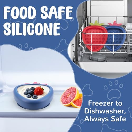 Freeze Dog Lick Bowl, Animire Non-Slip Slow Feeder Lick Mat for Dogs, Silicone Dog Enrichment Bowl for Distraction Anxiety Relief Boredom, BPA Free, Dishwasher Safe(Dark Blue,S)