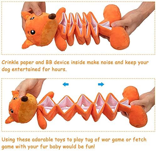 AWOOF Dog Squeaky Toys, No Stuffing Crinkle Plush Dog Toys