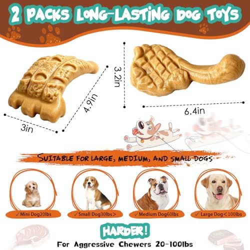 Fuufome Dog Chew Toys for Aggressive Chewers & Large Dogs Tough Nylon Bone