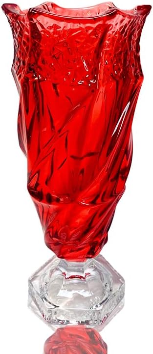 Glass Flower vase 2.4lb 9.5inch,Bohemian Style, for Centerpieces,Wedding,Home Decor Glass Vase (Red)