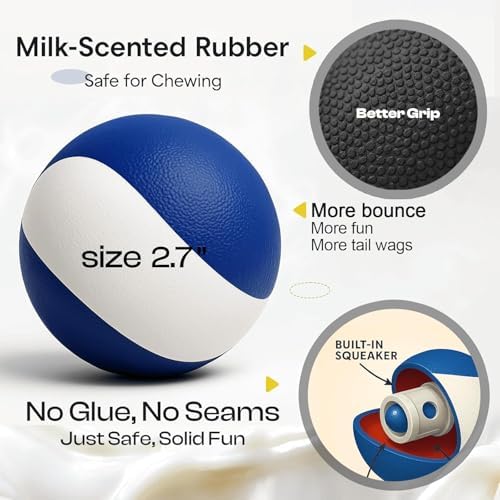 Squeaky Dog Toy – Durable Rubber Dog Ball for Medium & Large Dogs, Tough Interactive Fetch Toy for Chewers, Outdoor Training & Play Ball, Floating Water Play Gift.Ocean