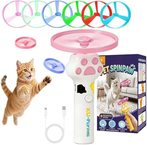 Cat Fetch Toy Auto Launcher 6 Discs 30m Range USB-C Rechargeable